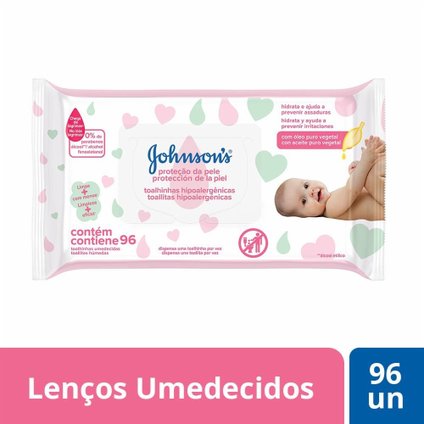 LENÇOS UMEDECIDOS JOHNSON'S BABY PROTEÇÃO DA PELE 96 UNIDADES