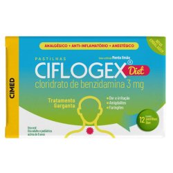 Pastilha De Garganta Ciflogex Diet 3mg Menta E Limão Com 12 Pastilhas