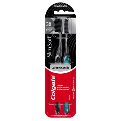 KIT ESCOVA DENTAL MACIA COLGATE SLIM SOFT BLACK - 2 UNIDADES