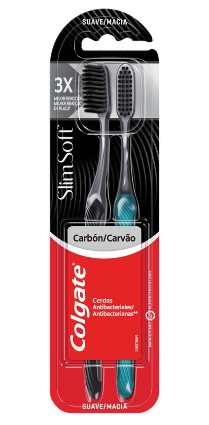 ESCOVA DENTAL CERDAS MACIAS COLGATE SLIM SOFT BLACK PREMIUM 2 UNIDADES
