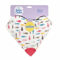 Babador Bandana Panvel Baby Clube Vermelho Com Mordedor