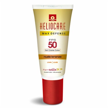 PROTETOR SOLAR HELIOCARE MAX DEFENSE GEL CREME COLOR NUDE BRONZE FPS 50 50G