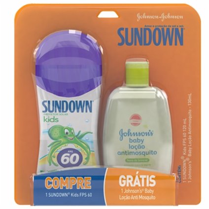 KIT PROTETOR SOLAR SUNDOWN KIDS FPS60 120ML GRÁTIS REPELENTE ANTIMOSQUITO