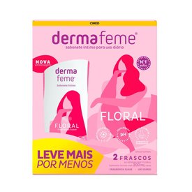 KIT SABONETE LÍQUIDO INTIMO DERMAFEME FLORAL 200ML COM 2 UNIDADES