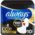 ABSORVENTE ALWAYS TAMANHO XXG SUAVE COM ABAS NOITES TRANQUILAS 10 UNIDADES