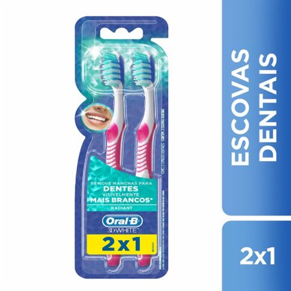 ESCOVA DENTAL ORAL-B 3D WHITE ADVANTAGE 3 EM 1 - 2 UNIDADES
