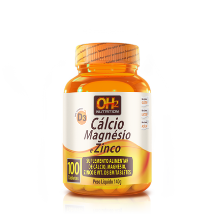 CÁLCIO + MAGNÉSIO + ZINCO OH2 NUTRITION 100 TABLETES