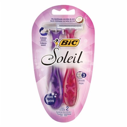 APARELHO DEPILATÓRIO BIC SOLEIL ROSA E ROXO COM 2 UNIDADES