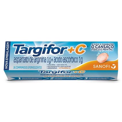 TARGIFOR  ASPARTATO DE ARGININA 1G + ÁCIDO ASCORBICO 1G 16 COMPRIMIDOS EFERVESCENTES