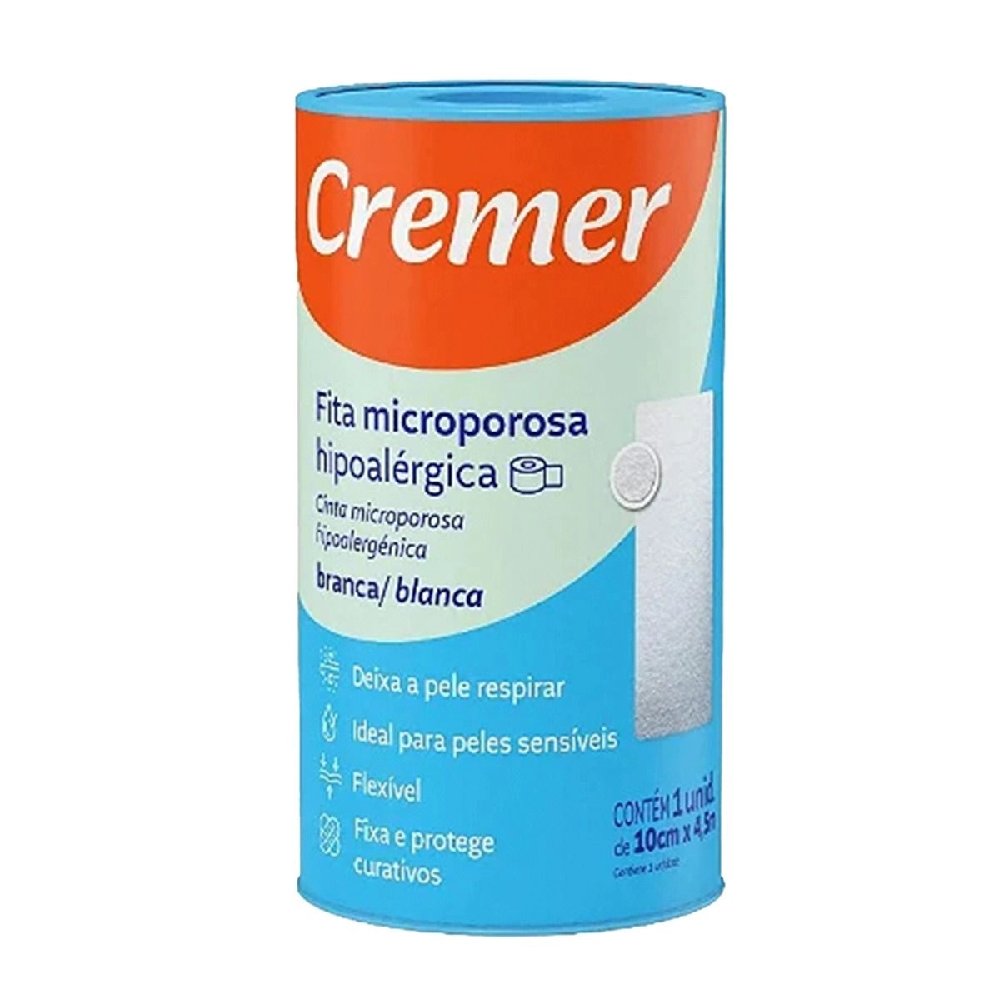 Fita Microporosa Hipoalérgica Branca Cremer 10cm X 4,5m