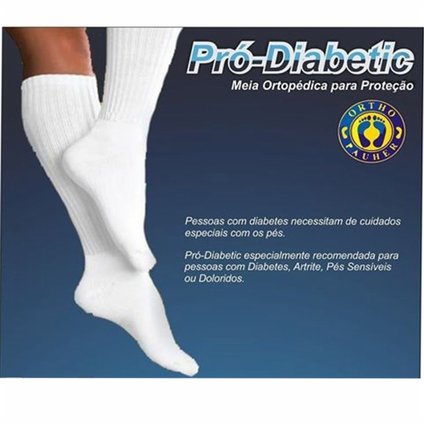 MEIA PRO DIABETIC BRANCA CANO LONGO P
