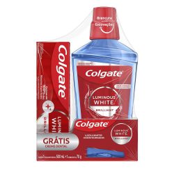 Kit Colgate Luminous White Enxaguatorio 500ml Gratis Creme Dental Luminous 70g