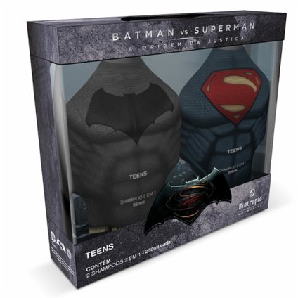 KIT BATMAN X SUPERMAN COM 2 SHAMPOOS 2 EM1  250 ML CADA
