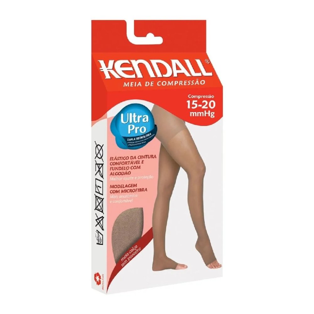 Meia Calça Média Compressão Kendall Microfibra Sem Ponteira Mel Médio