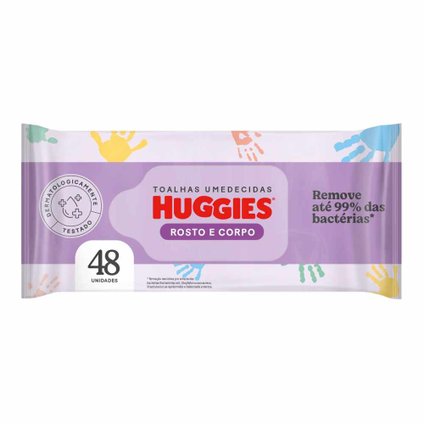 LENÇOS UMEDECIDOS HUGGIES ROSTO E CORPO HIPOALERGÊNICO 48 UNIDADES