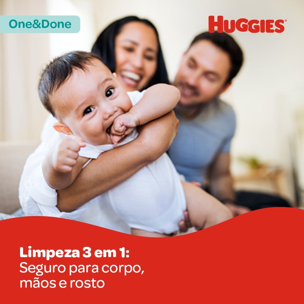 LENÇOS UMEDECIDOS HUGGIES ONE & DONE COM 48 UNIDADES