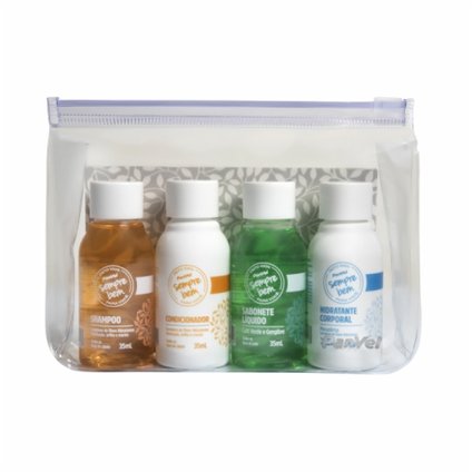 KIT VIAGEM PANVEL SEMPRE BEM MINIATURAS COM SHAMPOO, CONDICIONADOR, LOÇÃO E SABONETE LÍQUIDO 30G