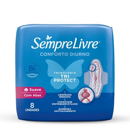 ABSORVENTE SEMPRE LIVRE ADAPT PLUS SUAVE COM ABAS 8 UNIDADES
