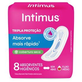 ABSORVENTE INTIMUS TRIPLA PROTEÇÃO SECA SEM ABAS COM 8 UNIDADES
