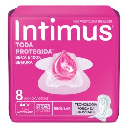 Absorvente Intimus Toda Protegida Dia Cobertura Seca Com Abas 8 Unidades