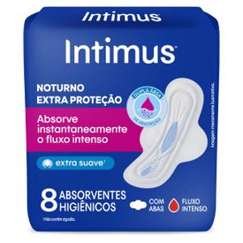 ABSORVENTE EXTERNO INTIMUS NOTURNO SUAVE COM ABAS 8 UNIDADES