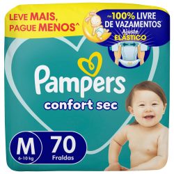 Fralda Pampers Confort Sec Bag M Com 70 Unidades