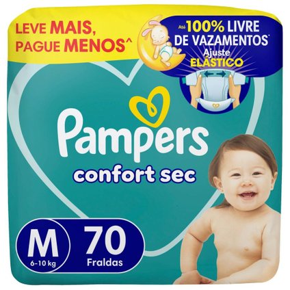 FRALDA PAMPERS CONFORT SEC BAG M 70 UNIDADES