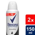 KIT DESODORANTE AEROSOL REXONA INVISIBLE LEVE MAIS PAGUE MENOS 2 UNIDADES 150ML CADA