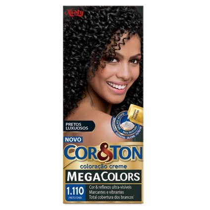 TINTURA PERMANENTE COR E TON MEGA COLORS 1.110 PRETO ONIX