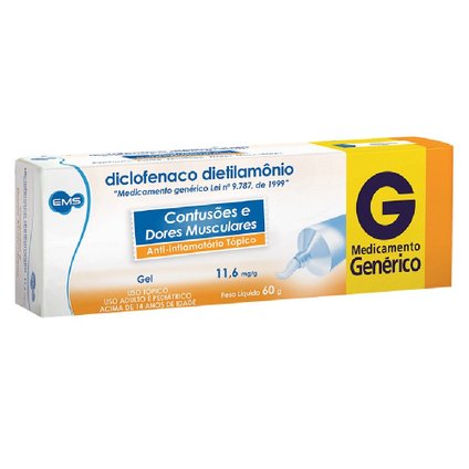 DICLOFENACO DIETILAMÔNIO 11,6MG/G GEL 60G EMS GENÉRICO P
