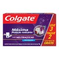KIT CREME DENTAL COLGATE MÁXIMA PROTEÇÃO ANTICÁRIES NEUTRAÇÚCAR 70G LEVE 3 PAGUE 2