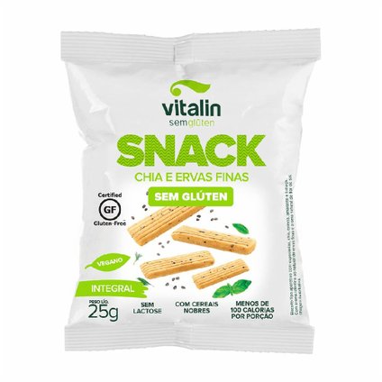 SNACK SALGADO INTEGRAL SEM GLÚTEN VITALIN CHIA E ERVAS FINAS 25G