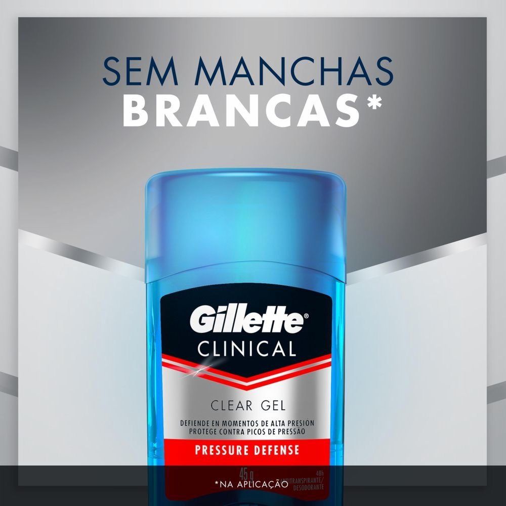DESODORANTE CLEAR GEL GILLETTE CLINICAL PRESSURE DEFENSE 45G