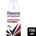 DESODORANTE ANTITRANSPIRANTE AEROSOL FEMININO REXONA ANTIBACTERIAL + INVISIBLE 72 HORAS 150ML