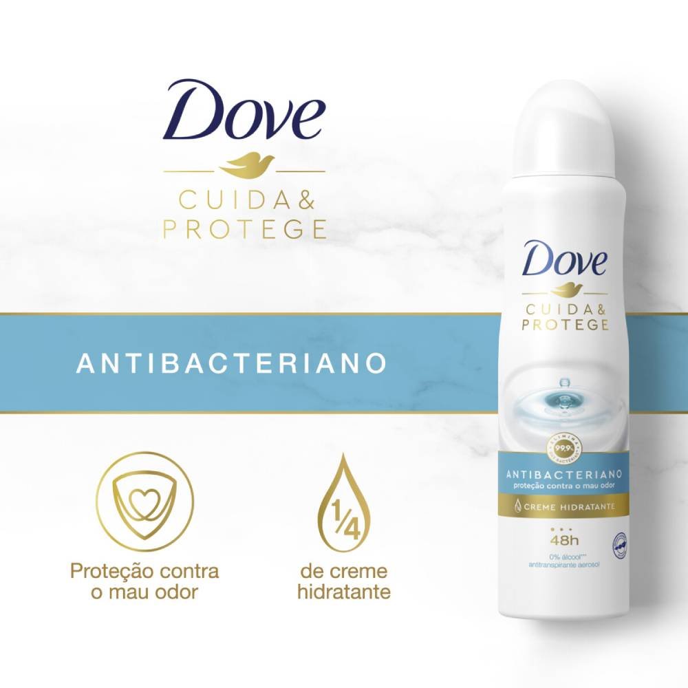 DESODORANTE AEROSOL DOVE CUIDA & PROTEGE ANTIBACTERIANO 150ML