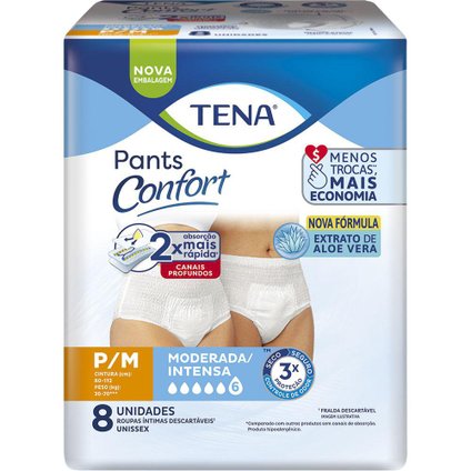 ROUPA ÍNTIMA TENA PANTS CONFORT P/M 8 UNIDADES