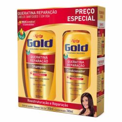 Kit Niely Gold Queratina Reparação Shampoo 300ml + Condicionador 200ml