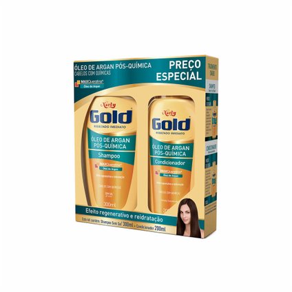 KIT NIELY GOLD ARGAN PÓS QUÍMICA SHAMPOO 300ML + CONDICIONADOR 200ML
