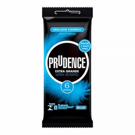 PRESERVATIVO PRUDENCE EXTRA GRANDE ULTRA SENSÍVEL COM 6 UNIDADES