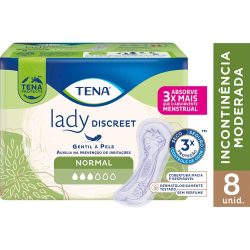 Absorvente Para Incontinência Tena Lady Discreet Normal Com 8 Unidades