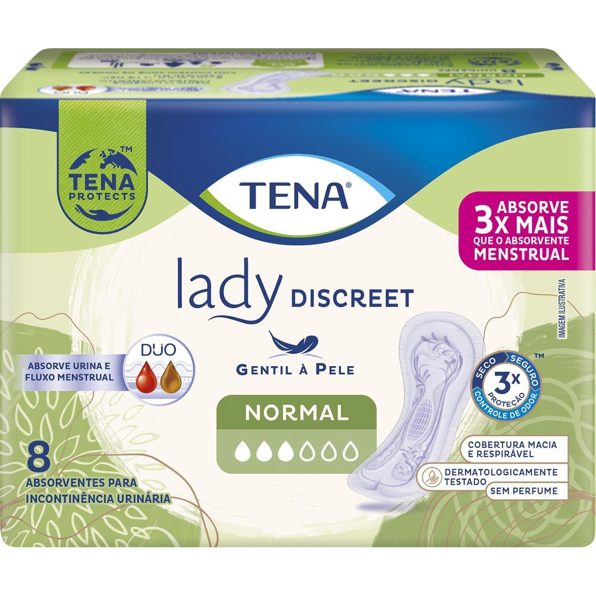 Absorvente Para Incontinência Urinária Tena Lady Discreet Normal 8 Unidades
