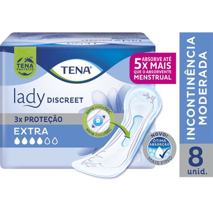 ABSORVENTE PARA INCONTINÊNCIA URINÁRIA TENA LADY DISCREET EXTRA 8 UNIDADES