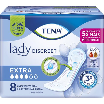 ABSORVENTE PARA INCONTINÊNCIA URINÁRIA TENA LADY DISCREET EXTRA 8 UNIDADES