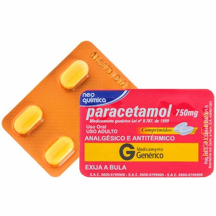 PARACETAMOL 750MG 4 COMPRIMIDOS NEOQUÍMICA GENÉRICO