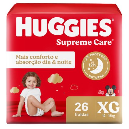 FRALDA HUGGIES SUPREME CARE MEGA XG COM 26 UNIDADES