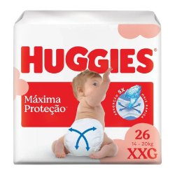 Fralda Huggies Máxima Proteção Mega Xxg Com 26 Unidades