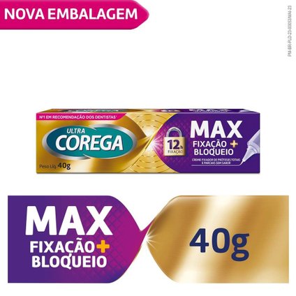 FIXADOR DE PRÓTESE ULTRA COREGA CREME MAX FIXAÇÃO + BLOQUEIO 40G