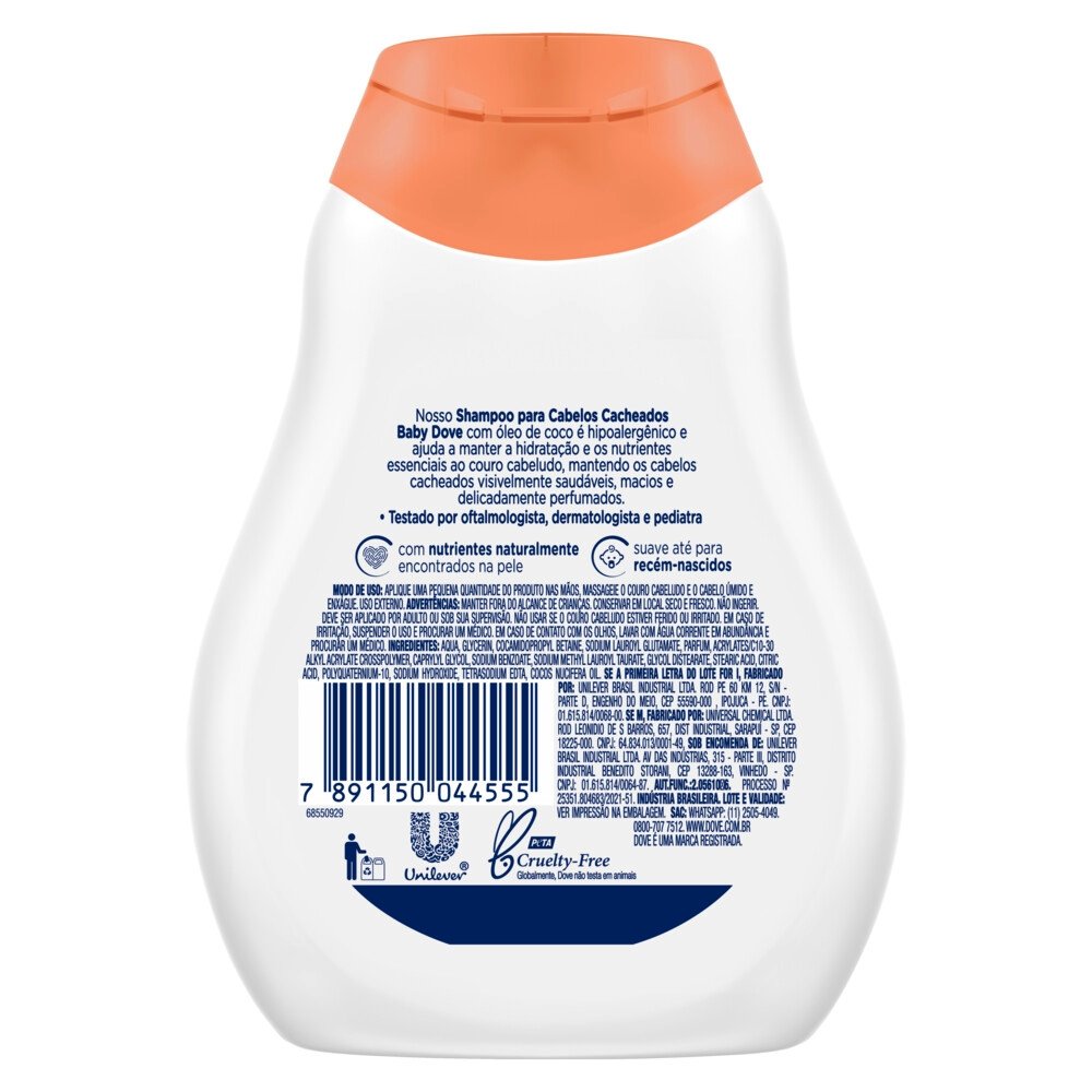 SHAMPOO BABY DOVE HIDRATAÇÃO ENRIQUECIDA CABELOS CACHEADOS 200 ML