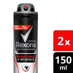 Kit Desodorante Rexona Men Aerossol Anticbacterial+invisible 2x90g 50%desc