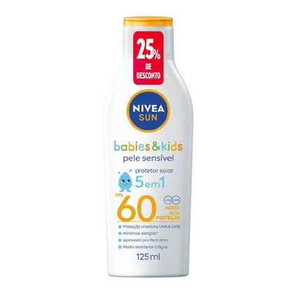 PROTETOR SOLAR NIVEA SUN BABIES&KIDS PELE SENSÍVEL 25%OFF FPS60 125ML